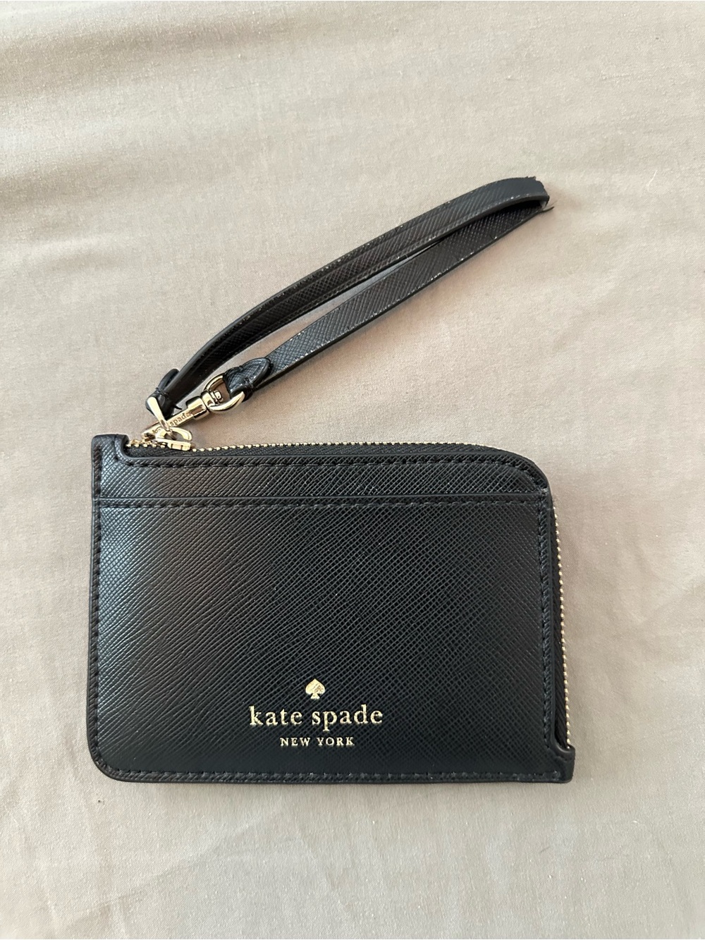 kate spade Black Leather Zip Wristlet Wallet